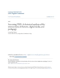 Screening TED: a Rhetorical Analysis of the Intersections of Rhetoric, Digital Media, and Pedagogy