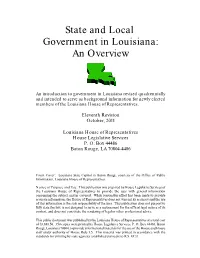 State and Local Government in Louisiana: an Overview