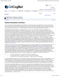 Syntax-Semantics Interface