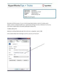 Tab Locations, Command Window, Panel Location, Toolbars