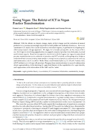 The Role(S) of ICT in Vegan Practice Transformation