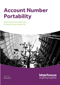 Account Number Portability Report Commissioned by the Financial Conduct Authority