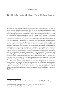 Durable Solutions for Meskhetian Turks: the Issue Revisited