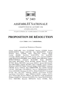 N° 2403 Assemblée Nationale Proposition De Résolution