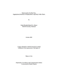 Organizational Structures of Employment in Specialty Coffee Chains