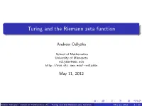 Turing and the Riemann Zeta Function