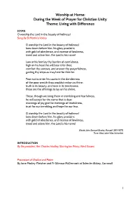 Worship at Home: During the Week of Prayer for Christian Unity Theme: Living with Difference