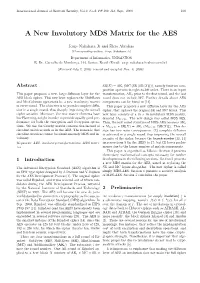 A New Involutory MDS Matrix for the AES
