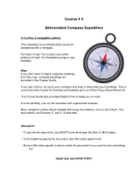 Abbreviated Compass Expedition Course Guide