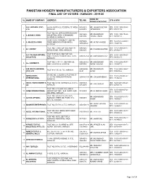 Final List of Voters - Karachi - 2019-20