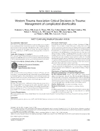 Management of Complicated Diverticulitis