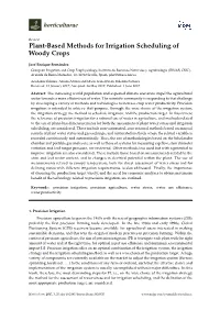 Plant-Based Methods for Irrigation Scheduling of Woody Crops