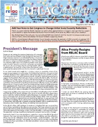 RELAC NEWSLETTER • May/June 2021 RELAC ANNUAL REPORT of ASSETS, LIABILITIES, REVENUE EXPENSE RELAC Annual Report of Assets, Liabilities, Revenue Expense