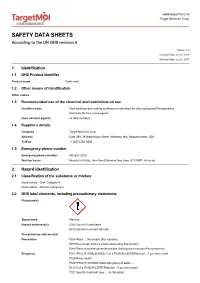 SAFETY DATA SHEETS According to the UN GHS Revision 8