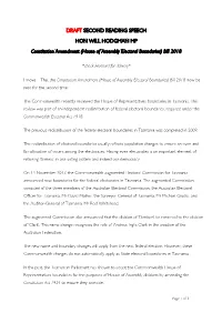 Second Reading Speech
