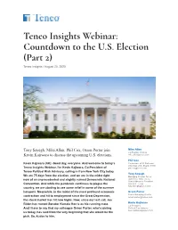 Teneo Insights Webinar: Countdown to the U.S. Election (Part 2) Teneo Insights / August 20, 2020