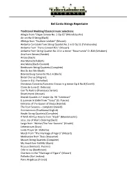 Bel Canto Strings Repertoire