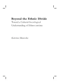 Beyond the Ethnic Divide Toward a Cultural-Sociological Understanding of Ethnocentrism