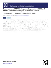 Coexpression of ATP-Binding Cassette Proteins ABCG5 and ABCG8 Permits Their Transport to the Apical Surface