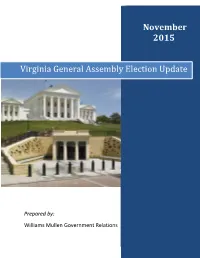 November 2015 Virginia General Assembly Election Update