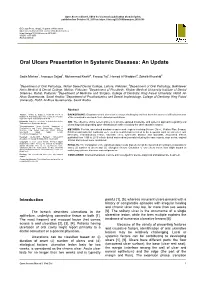 Oral Ulcers Presentation in Systemic Diseases: an Update
