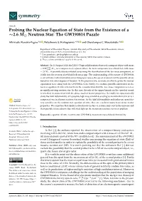 Probing the Nuclear Equation of State from the Existence of a 2.6 M Neutron Star: the GW190814 Puzzle