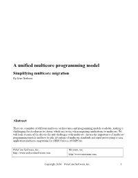 A Unified Multicore Programming Model Simplifying Multicore Migration by Sven Brehmer