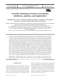 Acoustic Masking in Marine Ecosystems: Intuitions, Analysis, and Implication