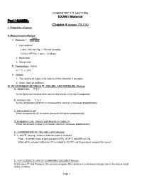 CHEMISTRY 111 LECTURE EXAM I Material