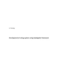 Development of a Blog System Using Codeigniter Framework