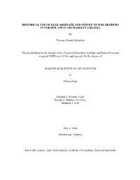 Historical Use of Lead Arsenate and Survey of Soil Residues in Former Apple Orchards in Virginia