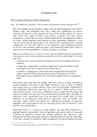 INTRODUCTION the Principles of Radioactive Waste Management Note