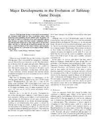 Major Developments in the Evolution of Tabletop Game Design