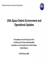 USA Space Debris Environment and Operational Updates
