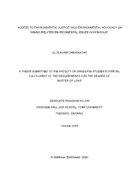 “Access to Environmental Justice: Ngo Environmental Advocacy on Mining-Related Environmental Issues in Mongolia”
