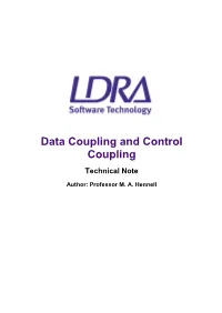 Data and Control Coupling Between Code Components