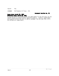 TARIFF PR1 CARRIER Philippine Airlines – PR Document Version No