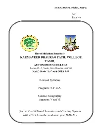 TYBA Course: Geography (As Per Credit Based Semester and G