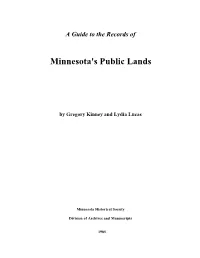 A Guide to the Records of Minnesota's Public Lands