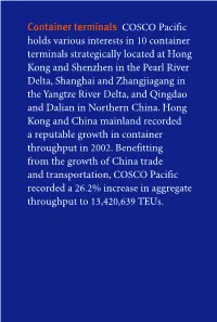 Container Terminals COSCO Pacific Holds Various Interests in 10