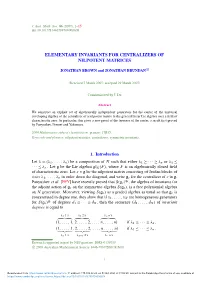 Elementary Invariants for Centralizers of Nilpotent Matrices