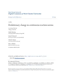Evolutionary Change in Continuous Reaction Norms Courtney J