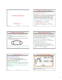 Interrupts and Exceptions CPU Modes and Address Spaces Dual-Mode Of