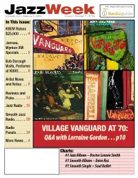Jazzweek with Airplay Data Powered by Jazzweek.Com • February 2, 2005 Volume 1, Number 11 • $7.95 in This Issue: KBEM Raises $25,000