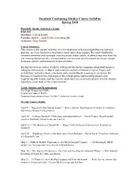 Stanford Continuing Studies Course Syllabus Spring 2018