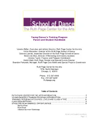 Young Dancer's Training Program Parent and Student Handbook