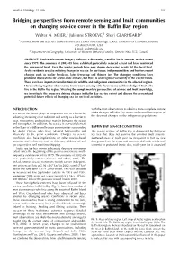 Bridging Perspectives from Remote Sensing and Inuit Communities on Changing Sea-Ice Cover in the Baffin Bay Region