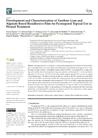 Development and Characterization of Xanthan Gum and Alginate Based Bioadhesive Film for Pycnogenol Topical Use in Wound Treatment