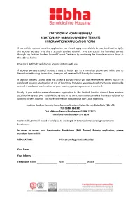 Relationship Breakdown (Bha Tenant) Information/Application Form