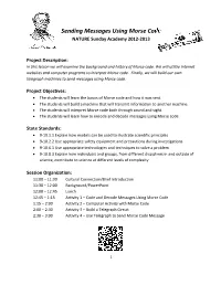 Sending Messages Using Morse Code NATURE Sunday Academy 2012‐2013